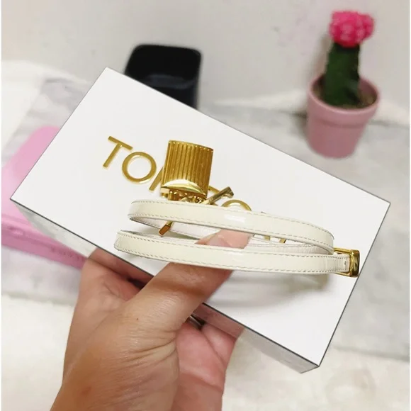 Authentic Tom Ford Patent Ivory & Gold Padlock Anklet / Ankle Bracelet